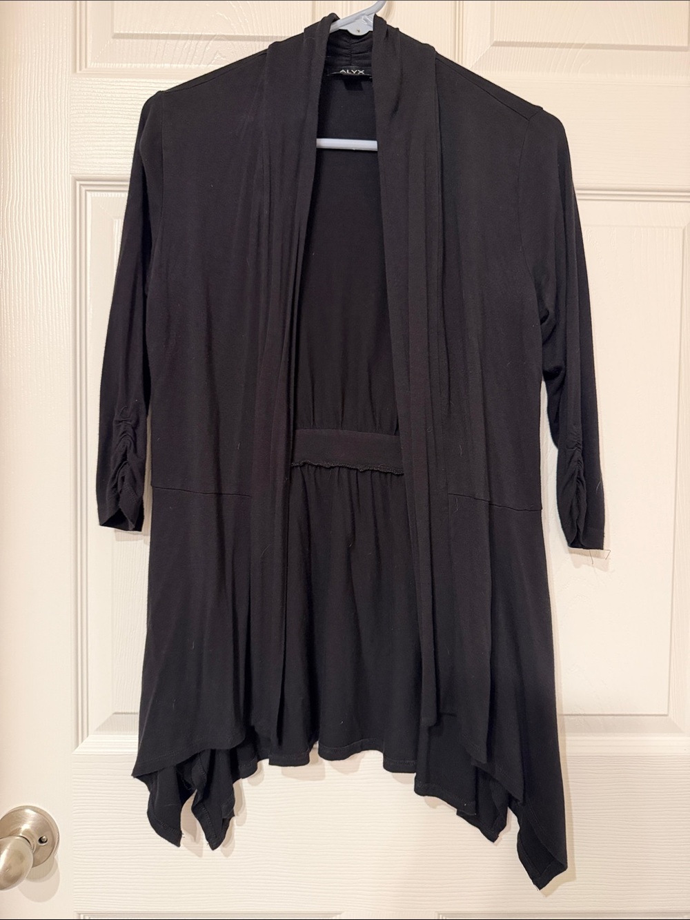 Alyx Black Open-Front Draped Cardigan